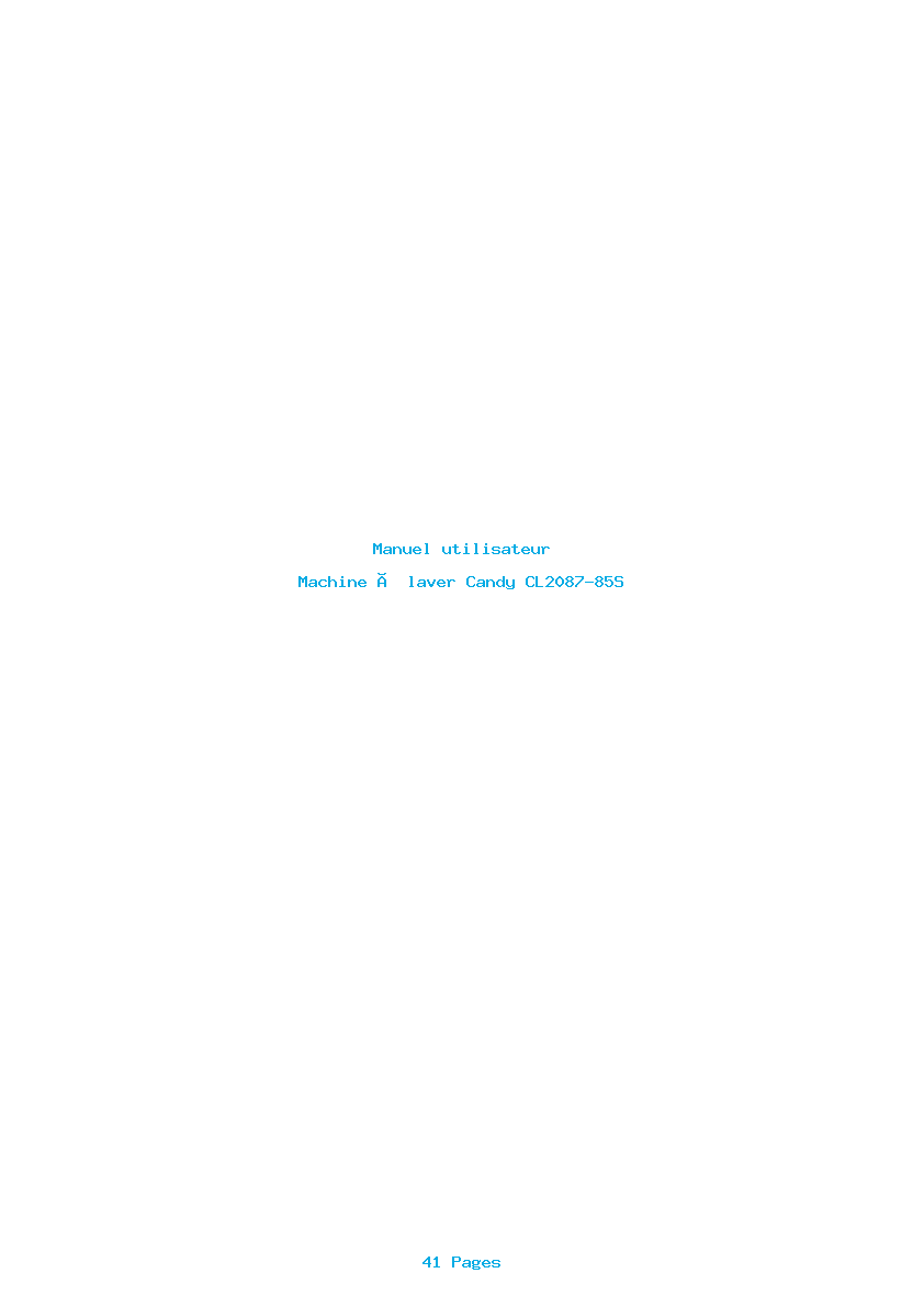 Page 1 de la notice Manuel utilisateur Candy CL2087-85S