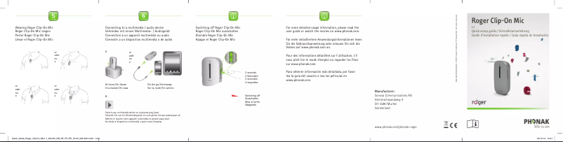 Page 1 de la notice Manuel utilisateur Phonak Roger Clip-On Mic