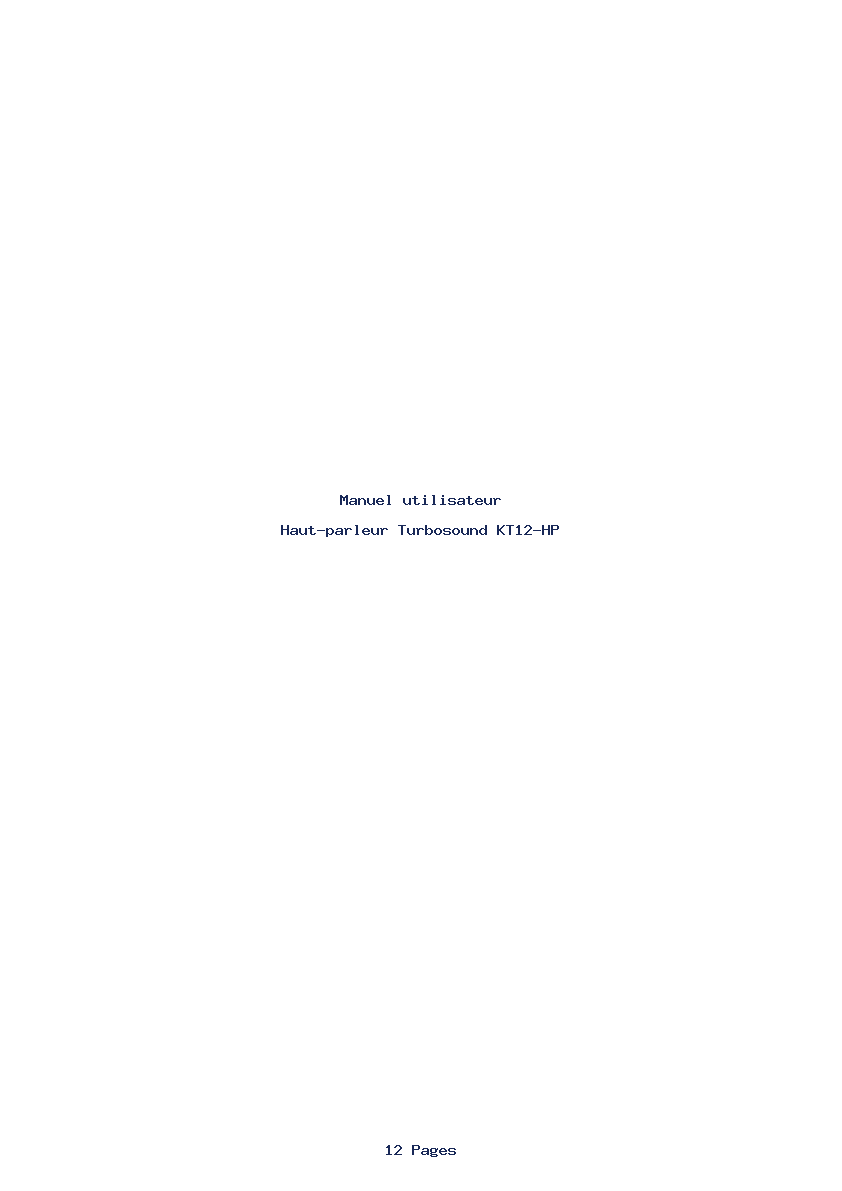 Page 1 de la notice Manuel utilisateur Turbosound KT12-HP