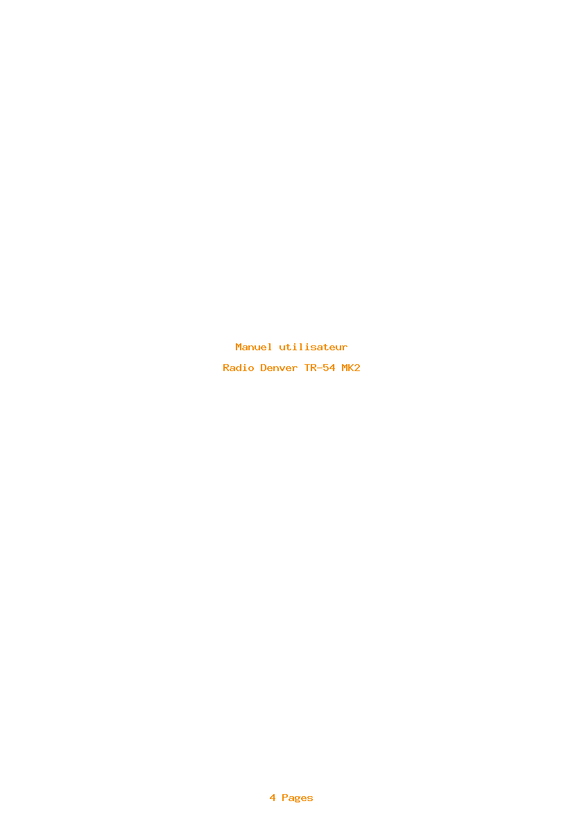 Page 1 de la notice Manuel utilisateur Denver TR-54 MK2
