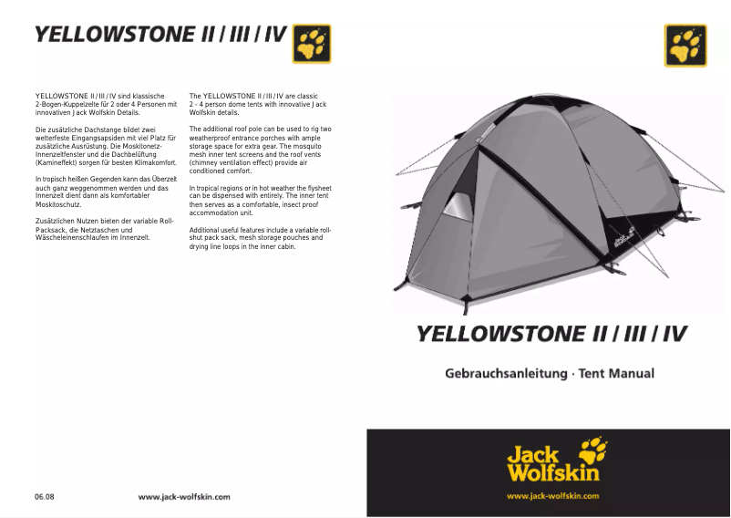 Página 1 del manual Manual de usuario Jack Wolfskin Yellowstone IV