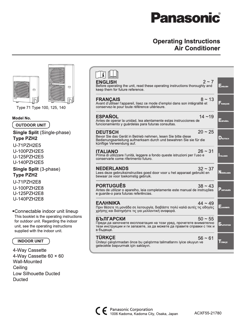 Página 1 del manual Manual de usuario Panasonic U-125PZH2E5