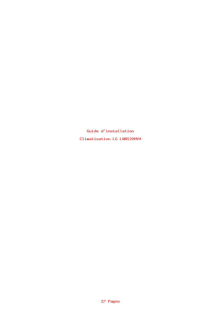 Page 1 de la notice Guide d'installation LG LQN120HV4