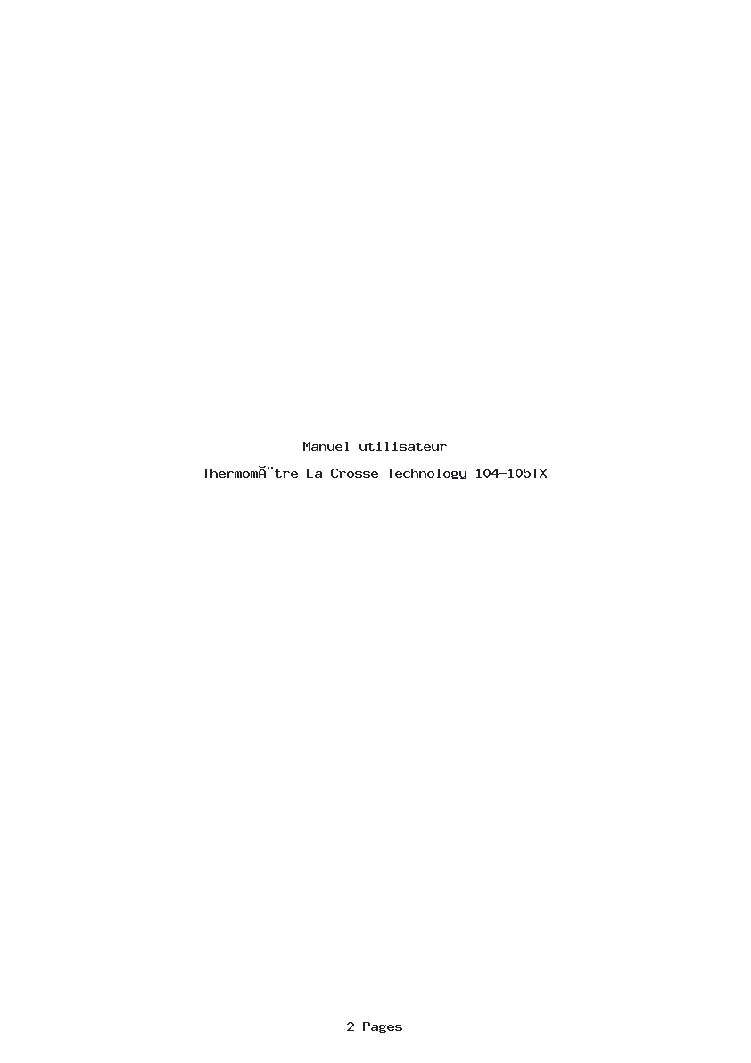 Page 1 de la notice Manuel utilisateur La Crosse Technology 104-105TX