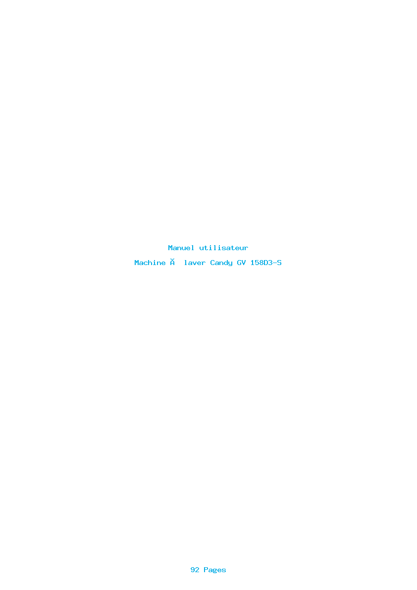 Page 1 de la notice Manuel utilisateur Candy GV 158D3-S
