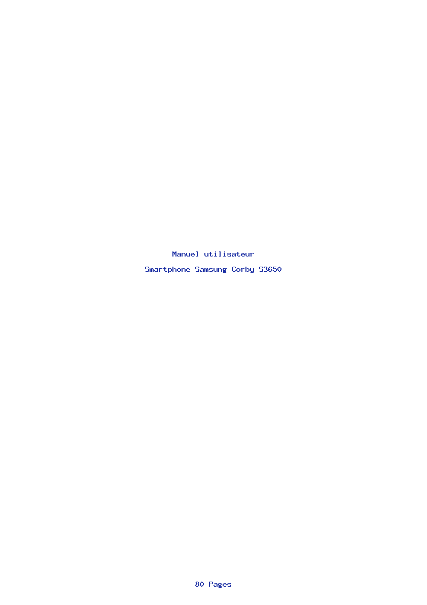 Page 1 de la notice Manuel utilisateur Samsung Corby S3650