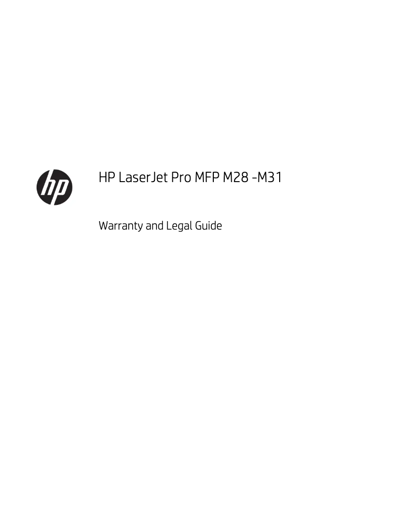 Page n°1 - Informations de garantie HP LaserJet Pro MFP M28