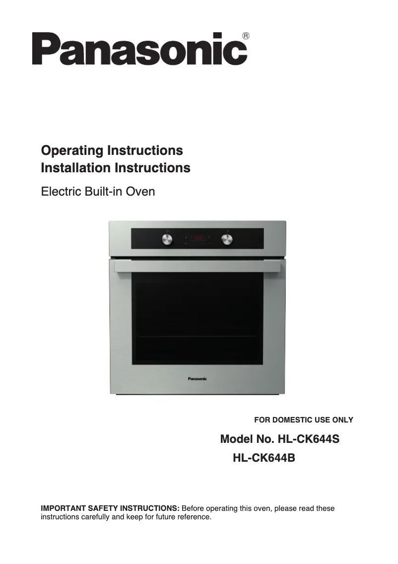 Page 1 de la notice Manuel utilisateur Panasonic HL-CK644B