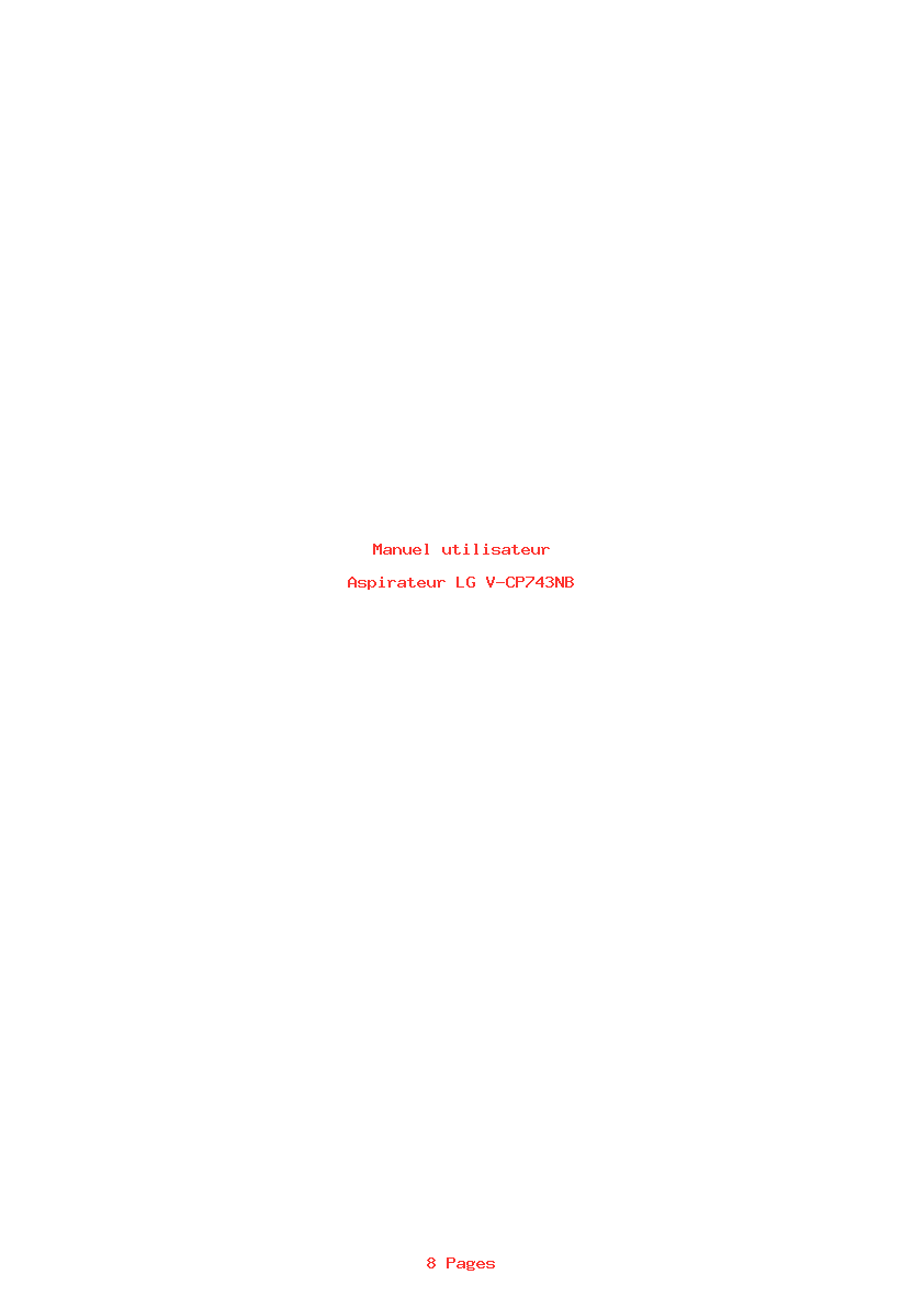 Page 1 de la notice Manuel utilisateur LG V-CP743NB