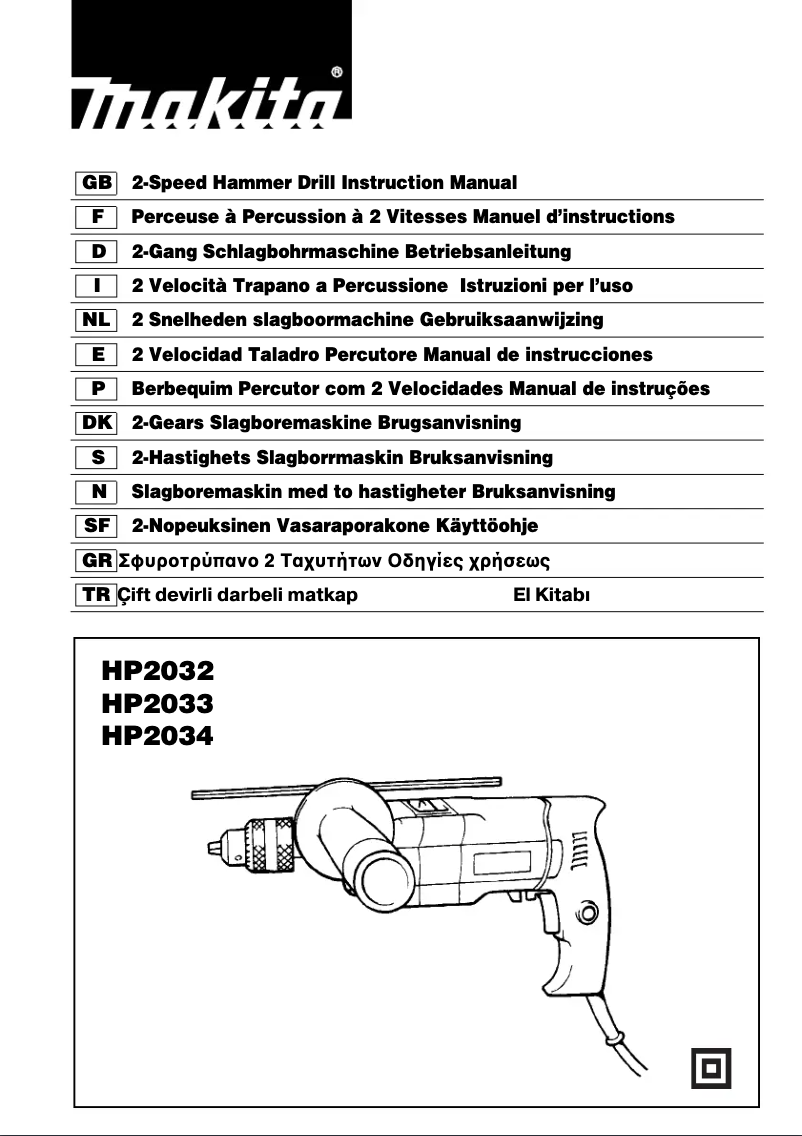 Page 1 de la notice Manuel utilisateur Makita HP2033