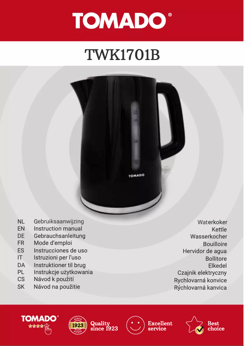 Page 1 de la notice Mode d'emploi Tomado TWK1701B