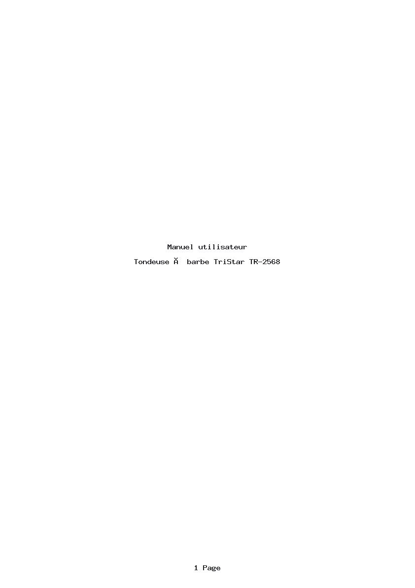 Page 1 de la notice Manuel utilisateur TriStar TR-2568