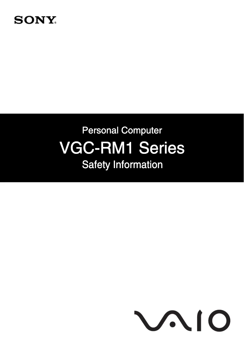 Image de la première page du manuel de l'appareil Vaio VGC-RM1