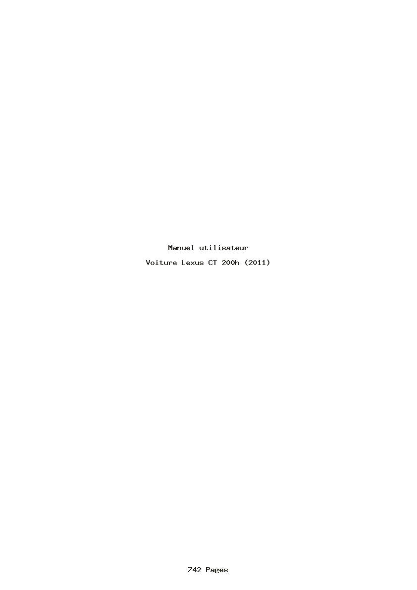 Page 1 de la notice Manuel utilisateur Lexus CT 200h (2011)