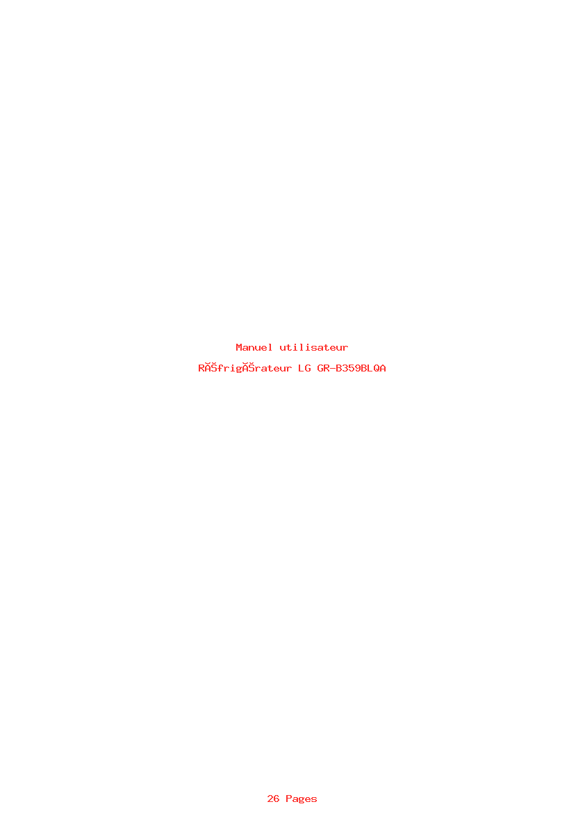 Page 1 de la notice Manuel utilisateur LG GR-B359BLQA