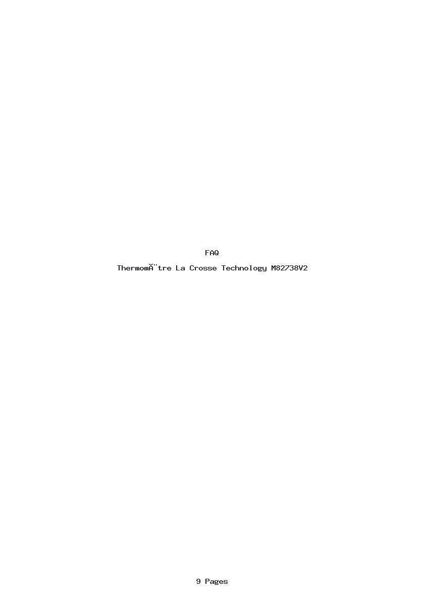 Page 1 de la notice FAQ La Crosse Technology M82738V2