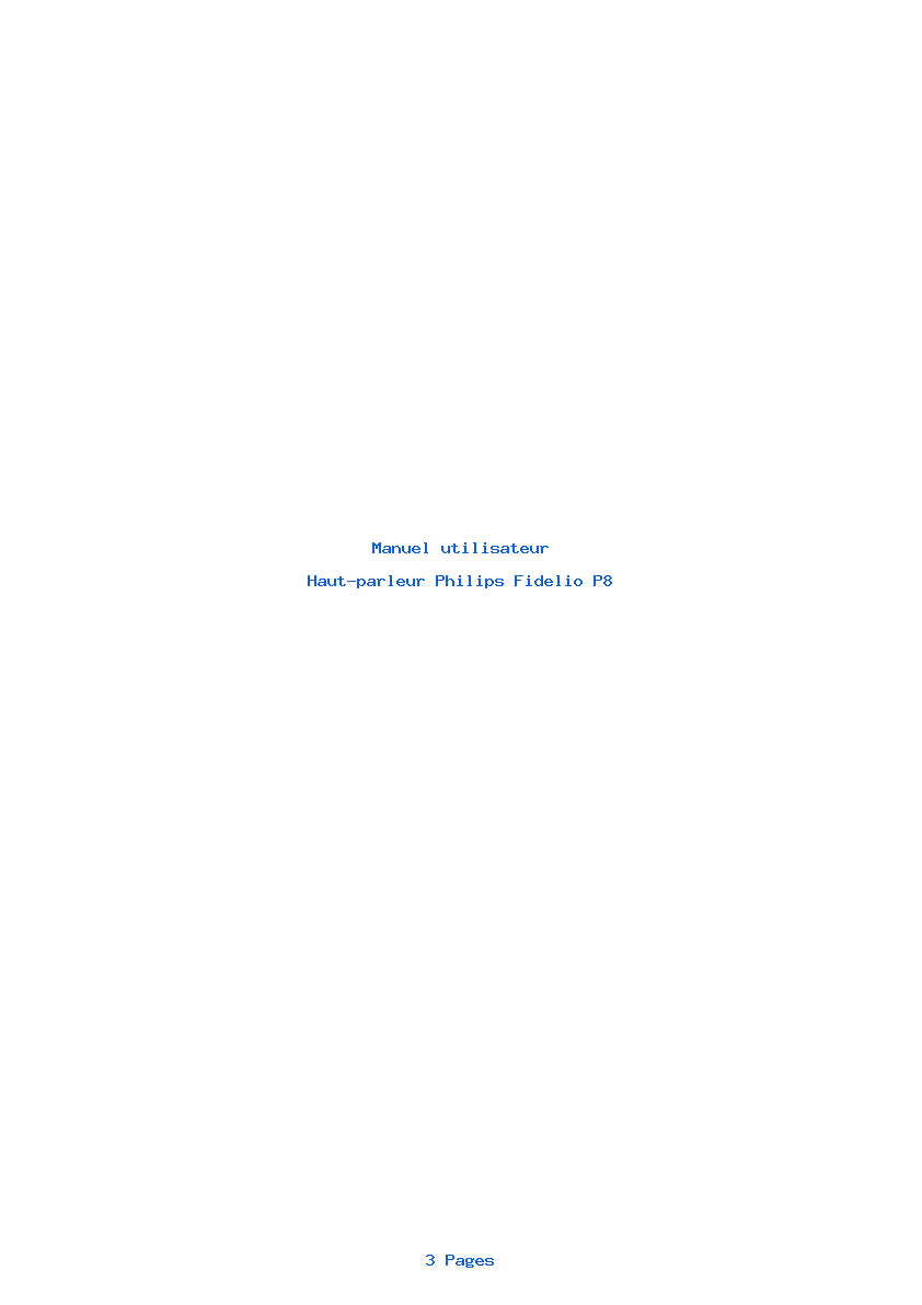 Page 1 de la notice Manuel utilisateur Philips Fidelio P8