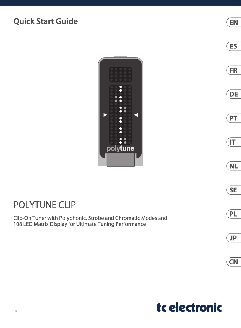 Page 1 de la notice Guide de démarrage rapide TC Electronic PolyTune Clip