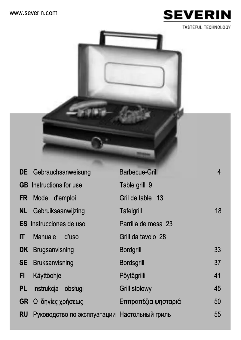 Page 1 de la notice Manuel utilisateur Severin PG 2368