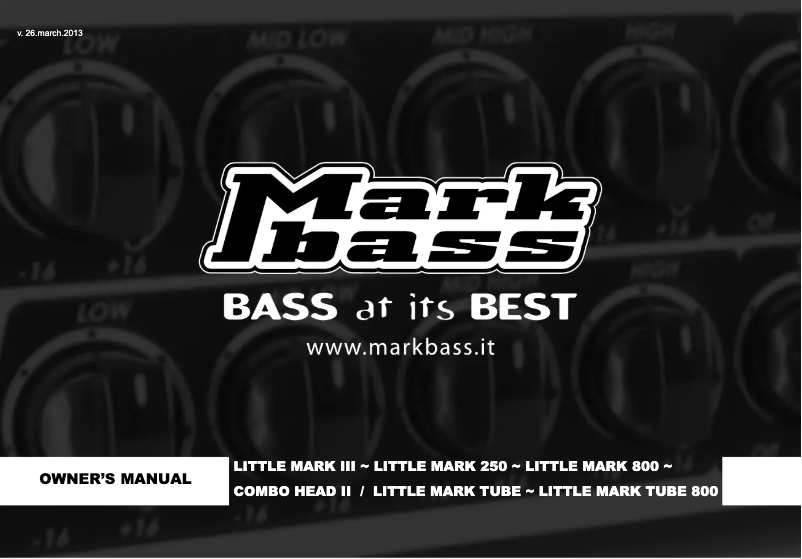 Page 1 of the manual User Manual Markbass CMD 151P Jeff Berlin