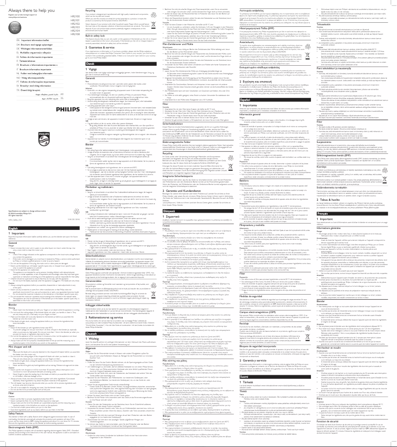 Page 1 de la notice Manuel utilisateur Philips Daily Collection HR2108