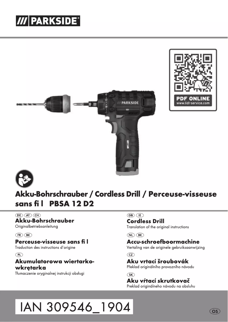 Page 1 de la notice Manuel utilisateur Parkside PBSA 12 D2