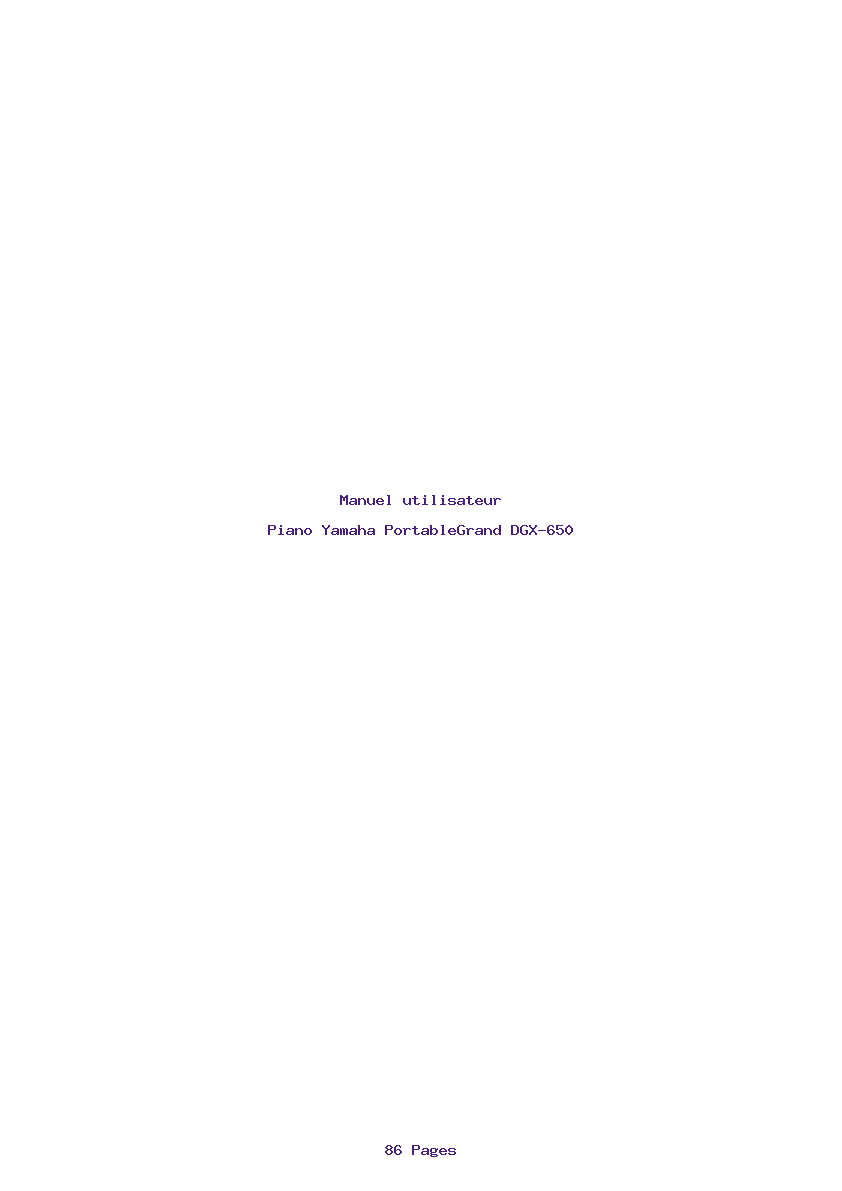 Page 1 de la notice Manuel utilisateur Yamaha PortableGrand DGX-650