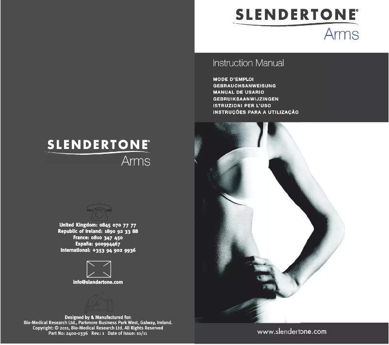 Page 1 de la notice Manuel utilisateur Slendertone Arms
