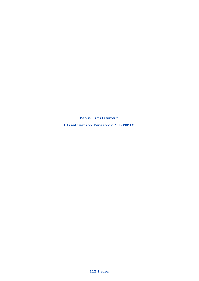 Page 1 de la notice Manuel utilisateur Panasonic S-63MA1E5