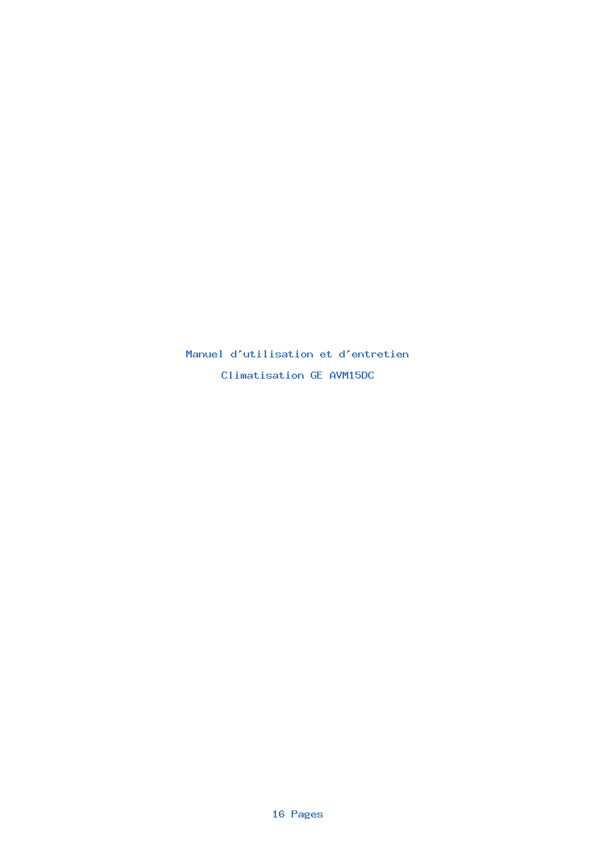 Image de la première page du manuel de l'appareil AVM15DC