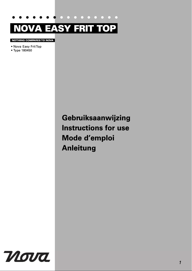 Page 1 de la notice Manuel utilisateur Nova Easy Frit Top