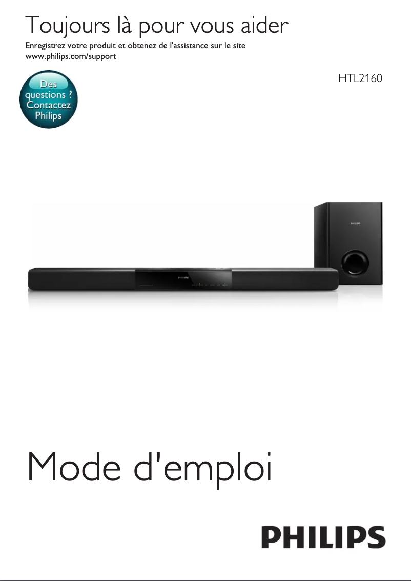 Page 1 de la notice Manuel utilisateur Philips HTL2160G