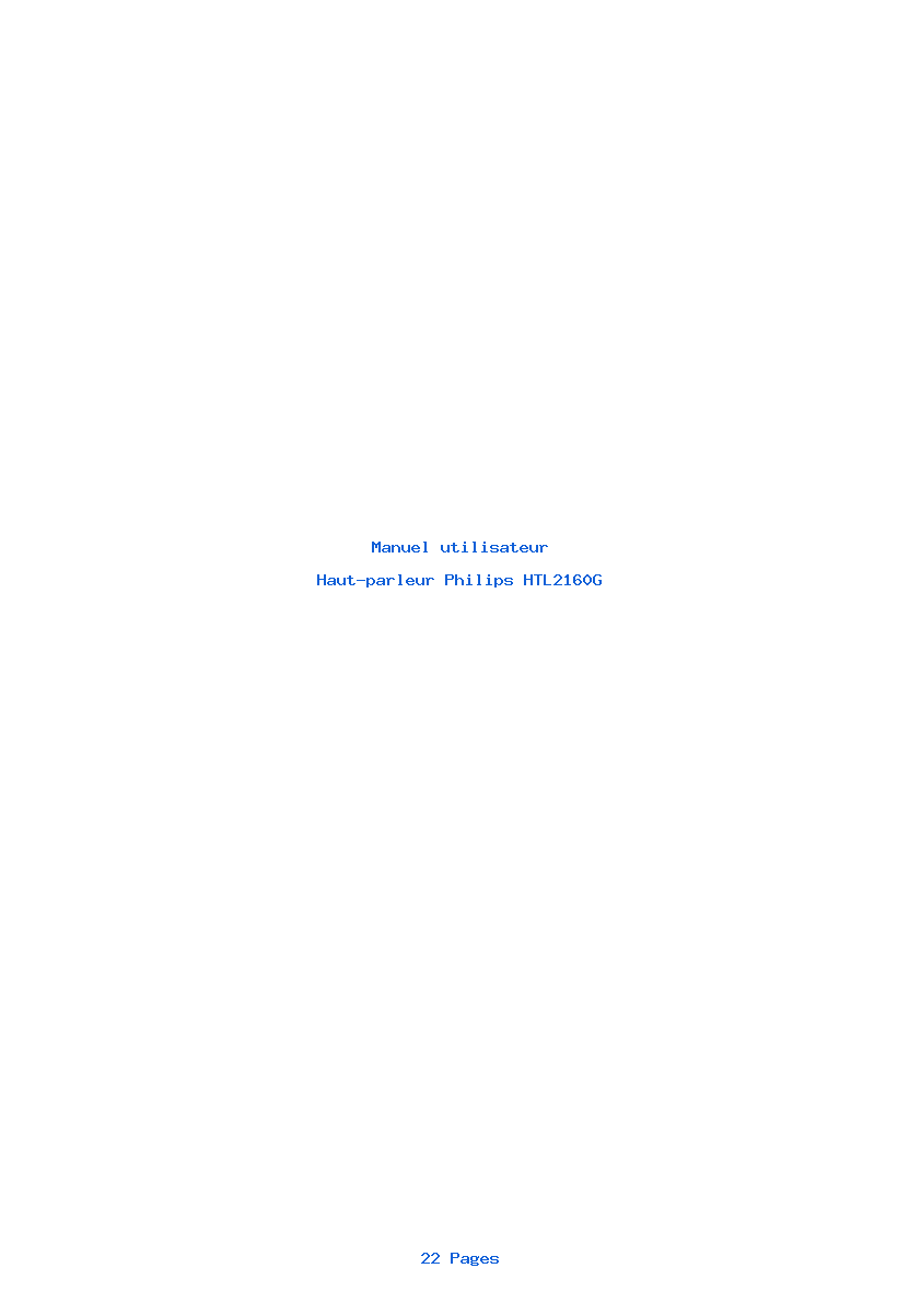 Page 1 de la notice Manuel utilisateur Philips HTL2160G