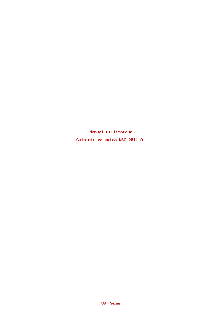 Page 1 de la notice Manuel utilisateur Amica KBC 2511 A1