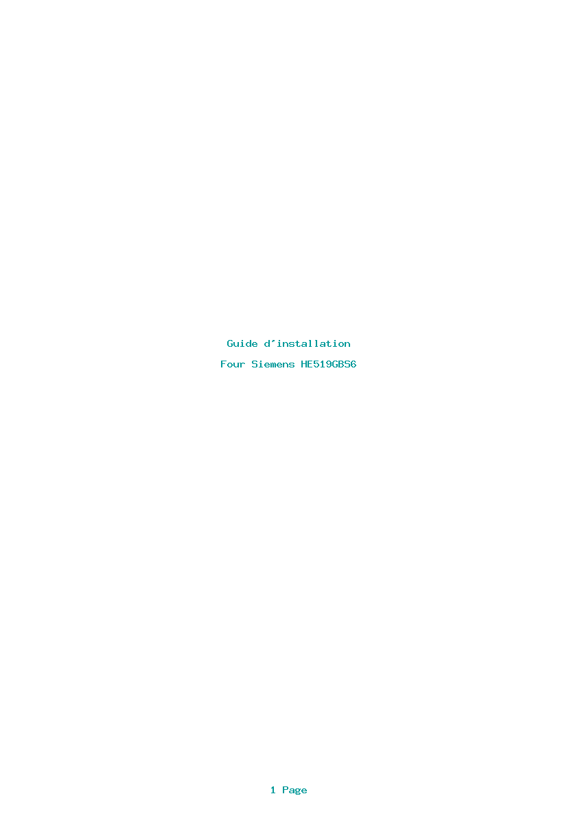 Page 1 de la notice Guide d'installation Siemens HE519GBS6