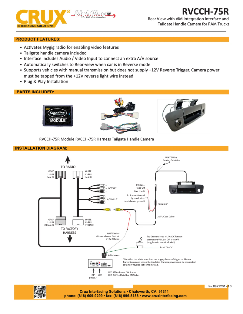 Página 1 del manual Manual de usuario CRUX RVCCH-75R
