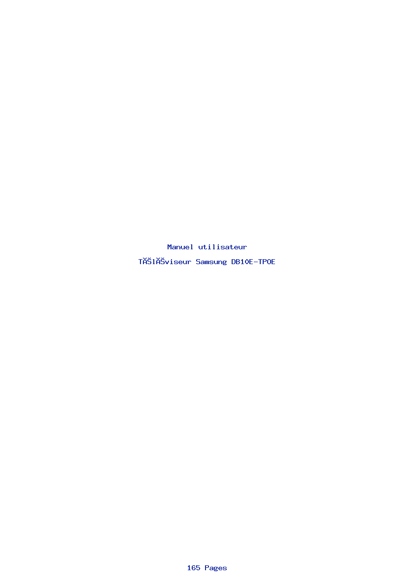 Page 1 de la notice Manuel utilisateur Samsung DB10E-TPOE