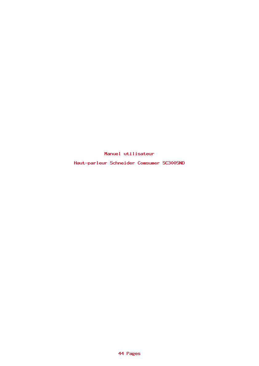 Page 1 de la notice Manuel utilisateur Schneider Comsumer SC300SND