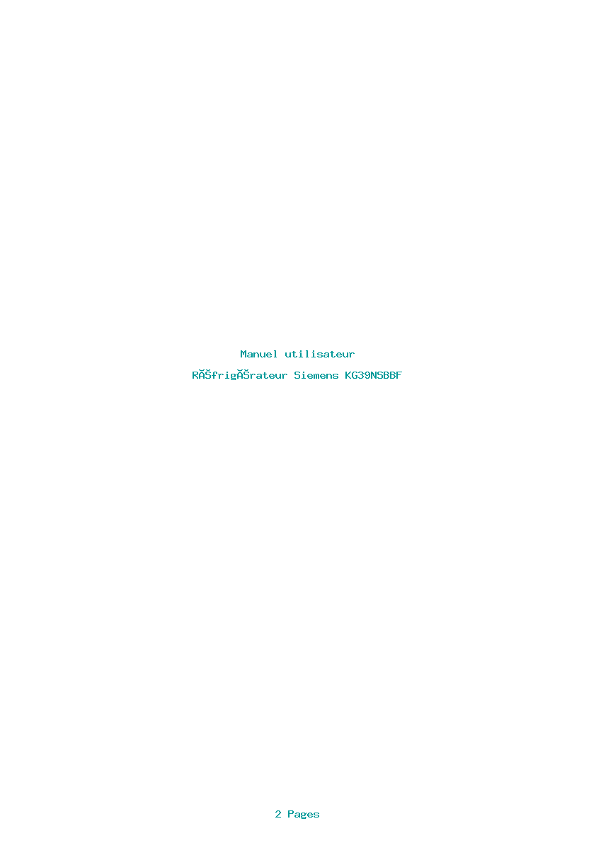 Page 1 de la notice Manuel utilisateur Siemens KG39NSBBF