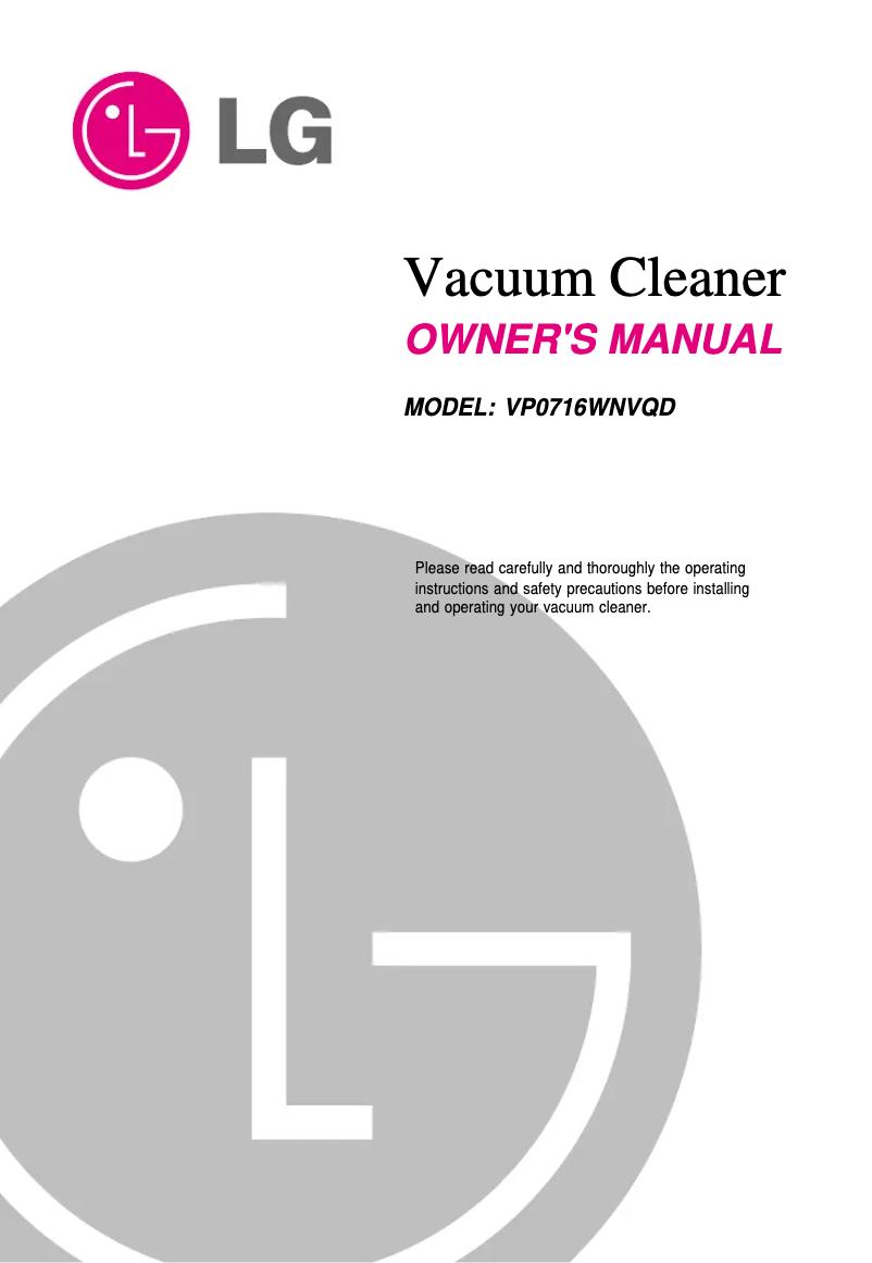 Page 1 de la notice Manuel utilisateur LG VP0716WNVQD