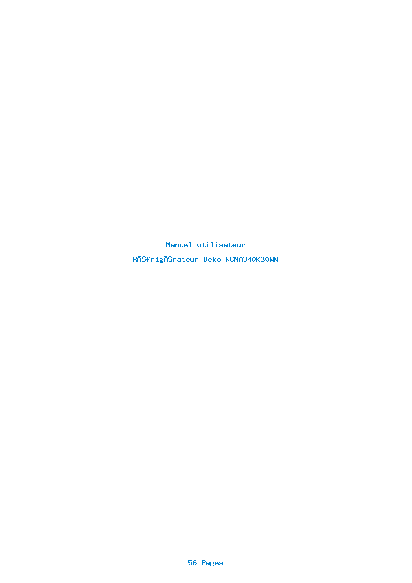 Page 1 de la notice Manuel utilisateur Beko RCNA340K30WN