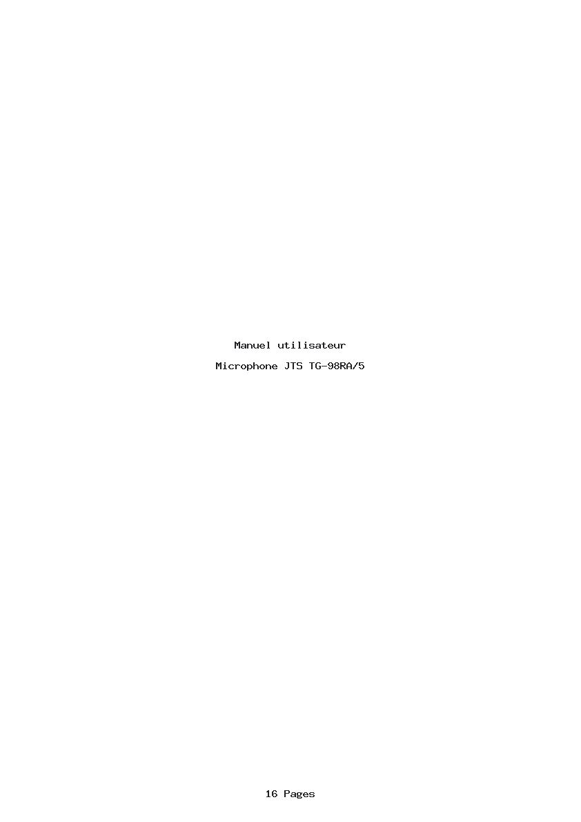 Page 1 de la notice Manuel utilisateur JTS TG-98RA/5