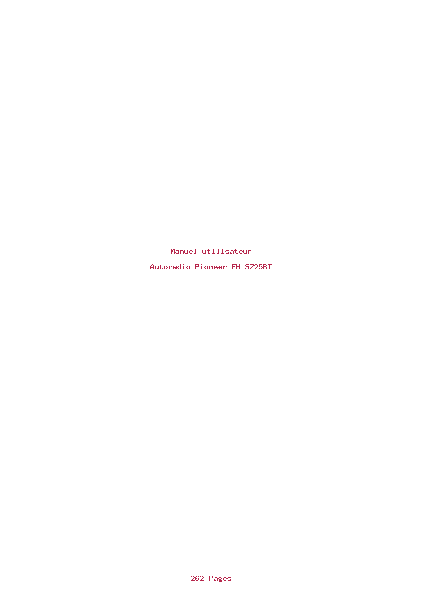 Page 1 de la notice Manuel utilisateur Pioneer FH-S725BT