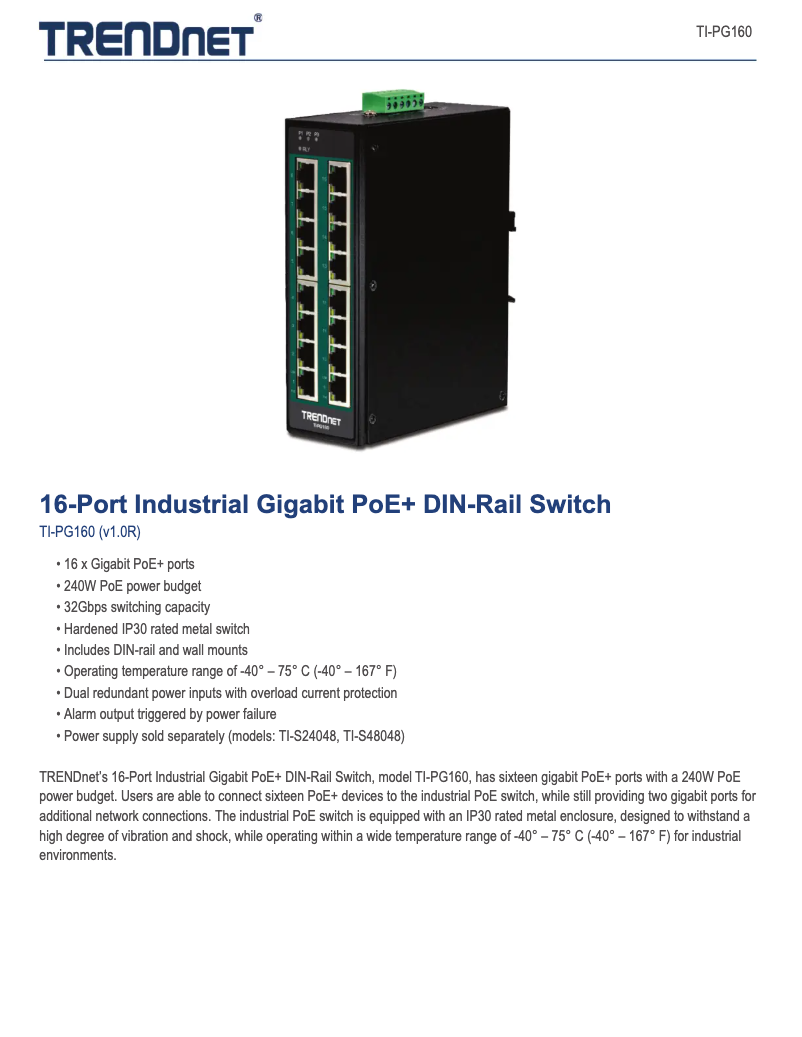 Page 1 of the manual User Manual TRENDnet TI-PG160