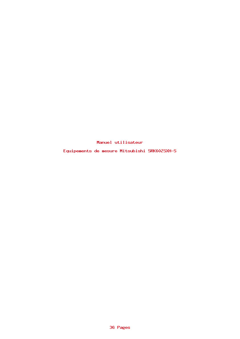 Page 1 de la notice Manuel utilisateur Mitsubishi SRK60ZSXH-S