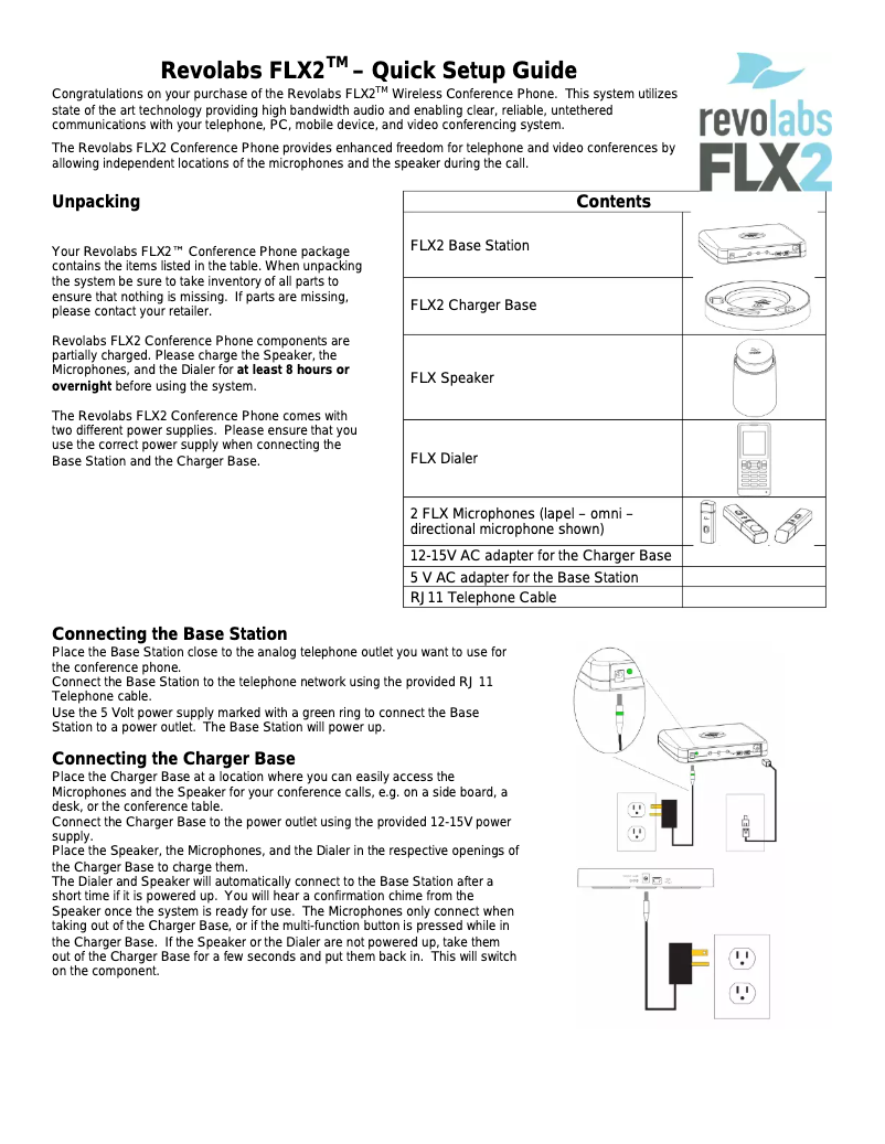 Page 1 of the manual User Manual Revolabs FLX2