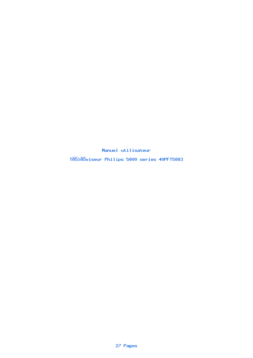 Page 1 de la notice Manuel utilisateur Philips 5800 series 40PFT5883