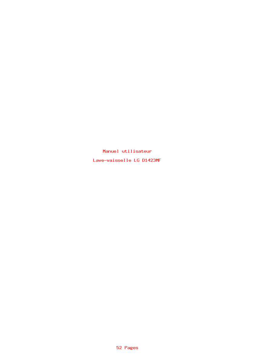 Page 1 de la notice Manuel utilisateur LG D1423MF
