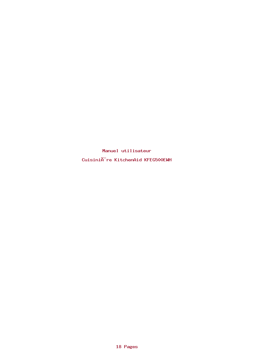 Page 1 de la notice Manuel utilisateur KitchenAid KFEG500EWH
