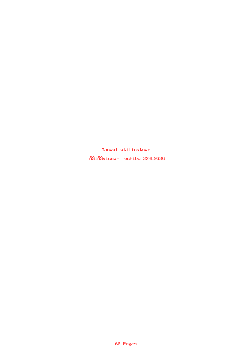 Page 1 de la notice Manuel utilisateur Toshiba 32HL933G